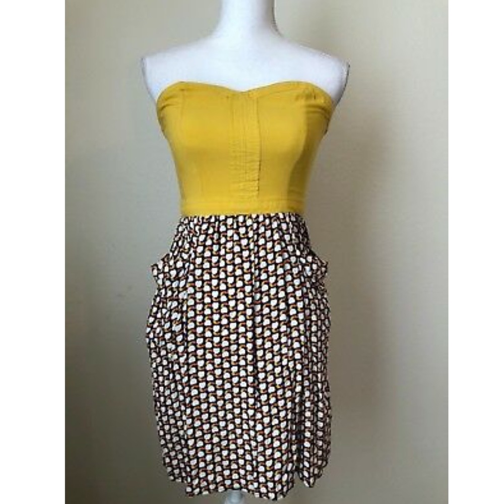 Yellow sweetheart top apple patterned dress